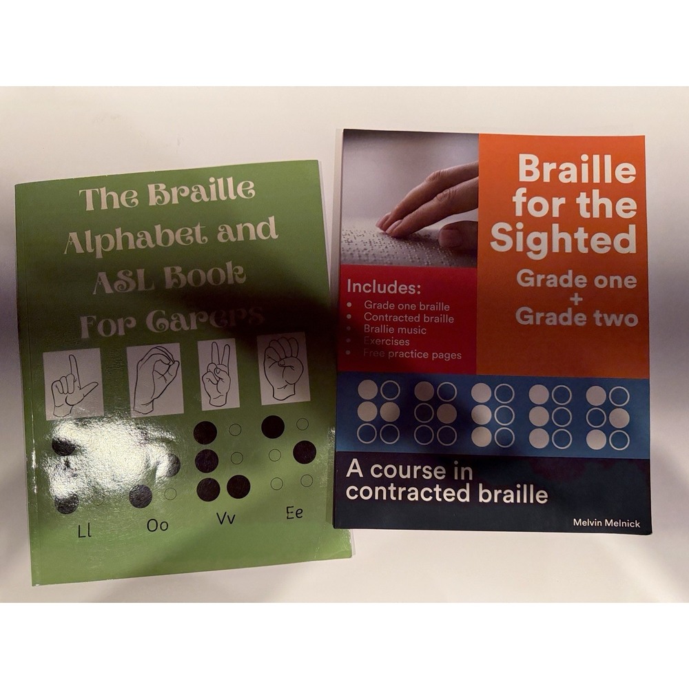 2 Book Lot Braille For The Sighted Grade 1 & 2 Course Melvin Melnick + ASL Book⁠